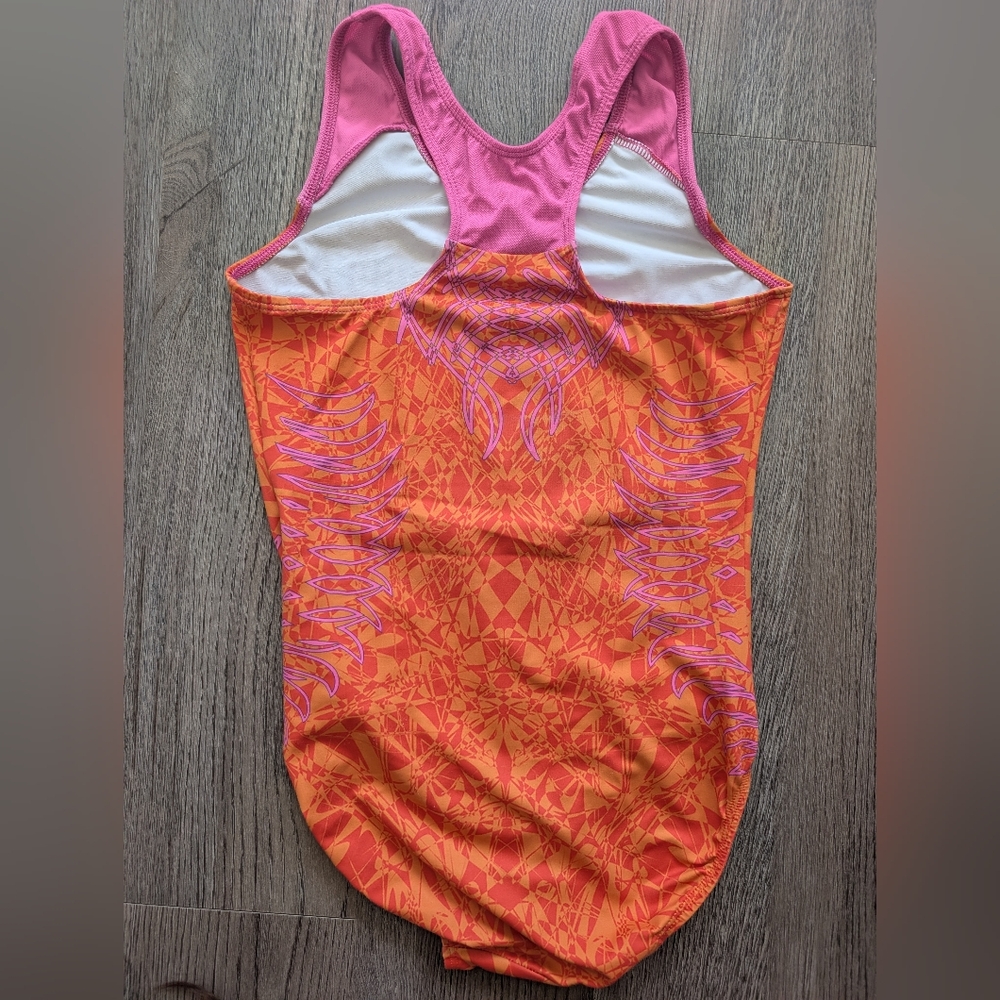 Adult Large Gymnastics Leotard - Orange & Pink - Picture 3 of 5